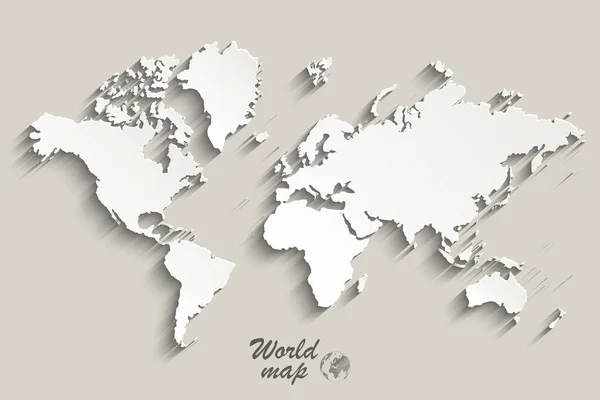 World Map Paper Mapa Político Del Mundo Sobre Fondo Gris — Vector de stock