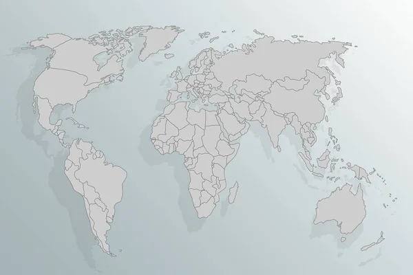 世界地図の紙 灰色の背景に世界の政治地図 ベクトルイラスト — ストックベクタ