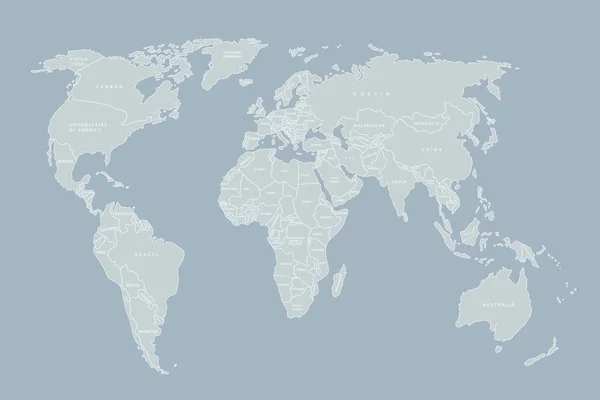 World Map Paper Mapa Político Del Mundo Sobre Fondo Gris — Vector de stock