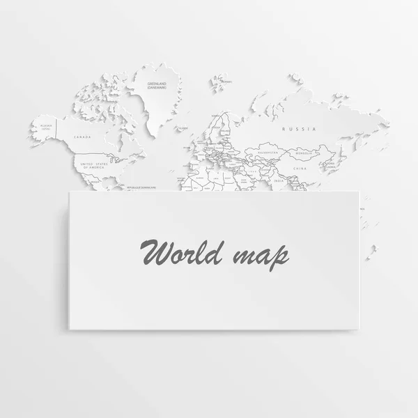 World Map Paper Political Map World Gray Background Countries Vector — Stock Vector