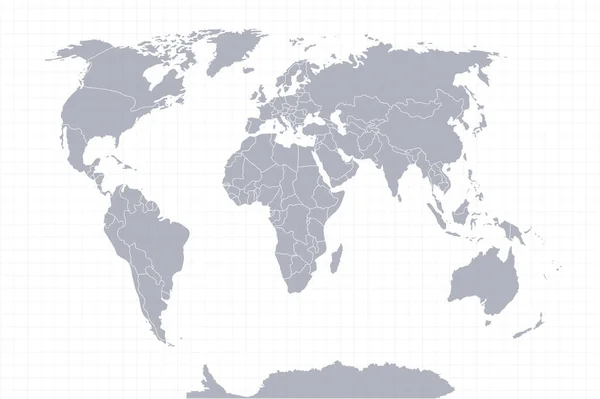 Papír Mapu Světa Politická Mapa Světa Šedém Pozadí Země Vektorová — Stockový vektor