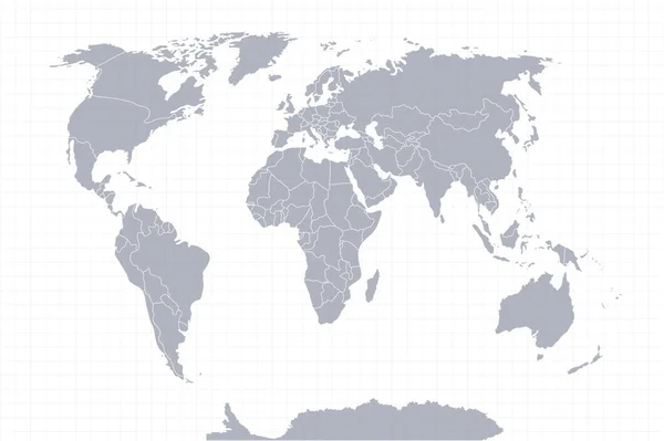 Papel Mapa Mundial Mapa Político Mundo Sobre Fundo Cinzento Países — Vetor de Stock