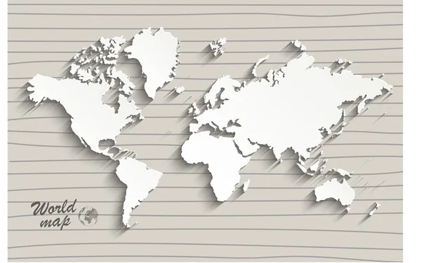 Бумага Карте Мира Политическая Карта Мира Сером Фоне Страны Векторная — стоковый вектор