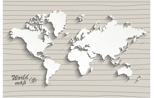 World Map Paper Mapa Político Del Mundo Sobre Fondo Gris — Vector de stock