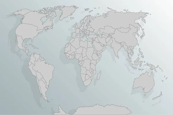 世界地図の紙 灰色の背景に世界の政治地図 ベクトルイラスト — ストックベクタ
