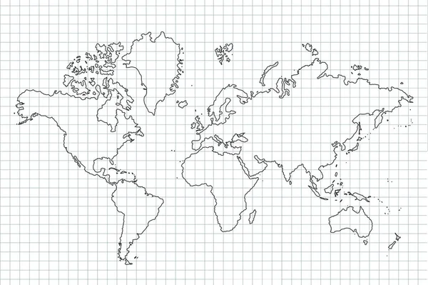 World Map Paper Mapa Político Del Mundo Sobre Fondo Gris — Archivo Imágenes Vectoriales