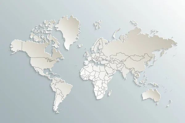 World Map Paper Mapa Político Del Mundo Sobre Fondo Gris — Vector de stock