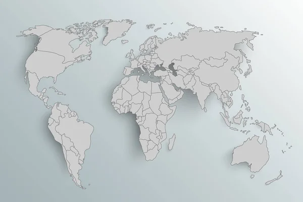 World Map Paper Mapa Político Del Mundo Sobre Fondo Gris — Vector de stock