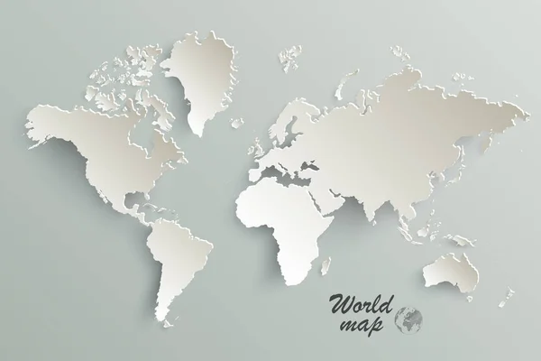 Papel Mapa Mundial Mapa Político Mundo Sobre Fundo Cinzento Países — Vetor de Stock