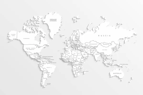 World Map Paper Mapa Político Del Mundo Sobre Fondo Gris — Archivo Imágenes Vectoriales