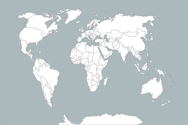 World Map Paper Mapa Político Del Mundo Sobre Fondo Gris — Archivo Imágenes Vectoriales