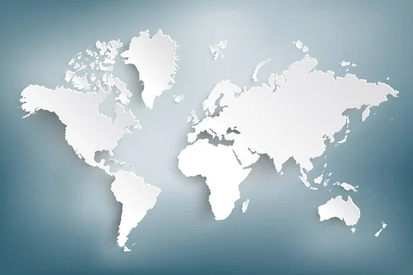 Papír Mapu Světa Politická Mapa Světa Šedém Pozadí Země Vektorová — Stockový vektor