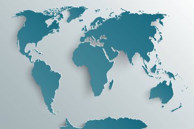 Renkli dünya kağıt haritası. Parlak bir arka planda dünyanın politik haritası. Taşra. Renkli vektör illüstrasyonu.