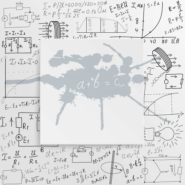 Scienza Consiglio Scolastico Sullo Sfondo Equazioni Formule Matematiche Fisica Grafici — Vettoriale Stock