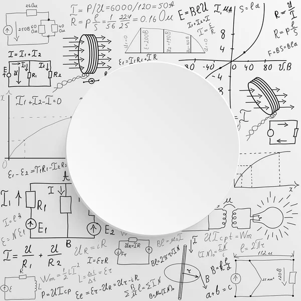 Scienza Consiglio Scolastico Sullo Sfondo Equazioni Formule Matematiche Fisica Grafici — Vettoriale Stock