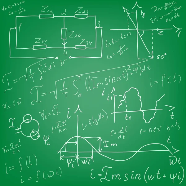 Ciencia Junta Escolar Fondo Ecuaciones Matemáticas Fórmulas Física Diagramas Gráficos — Vector de stock