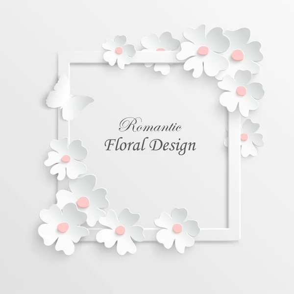 Kağıt Çiçek Sakura Beyaz Arka Planda Hassas Pastel Renklerde Çiçekler — Stok Vektör