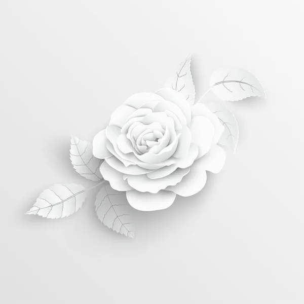 Papierowy Kwiat Białe Róże Wycięte Papieru Dekoracje Ślubne Dekoracyjny Bukiet — Wektor stockowy