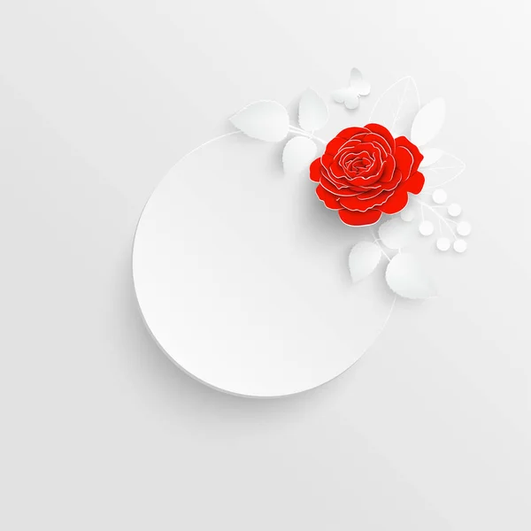 Une Fleur Papier Cadre Rond Avec Des Fleurs Coupées Abstraites — Image vectorielle