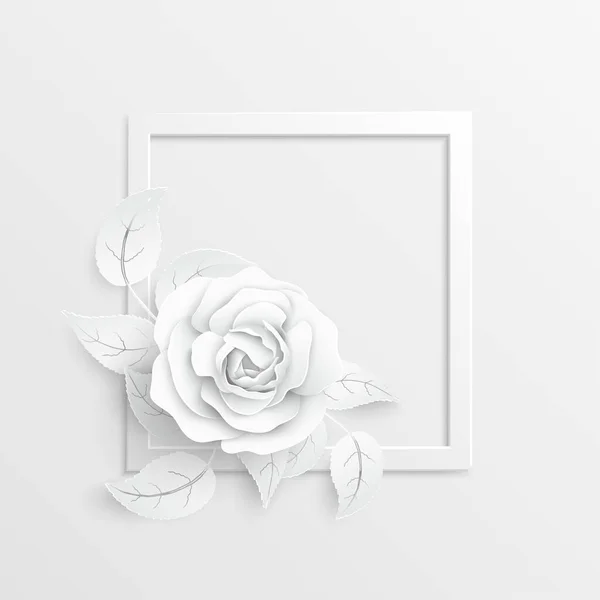 Une Fleur Papier Cadre Carré Avec Des Fleurs Coupées Abstraites — Image vectorielle