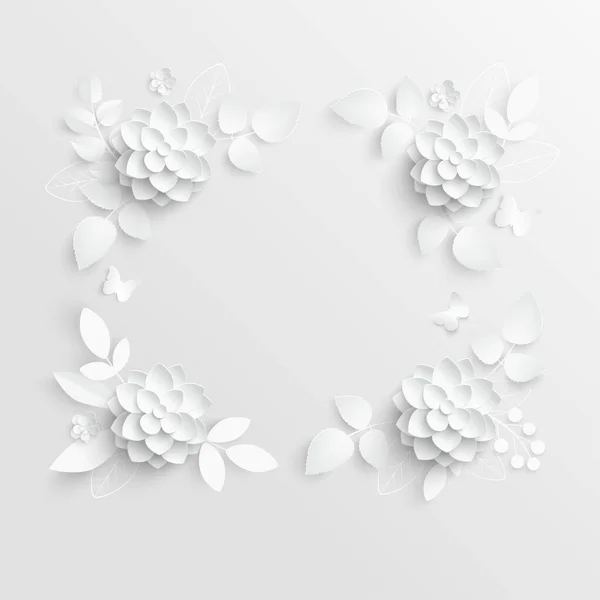 Paper Flower White Lotus Cut Paper Wedding Decorations Decorative Bridal — Stock Vector