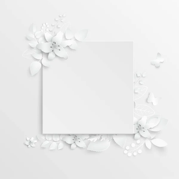 Papieren Bloem Witte Lelies Uit Papier Gesneden Bruiloft Decoraties Decoratief — Stockvector