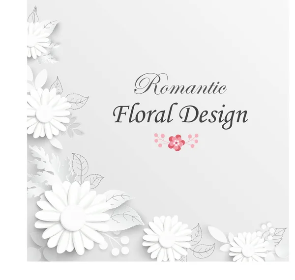 Papierblume Kamille Weiße Blumen Aus Papier Geschnitten Hochzeitsdekoration Set Vorhanden — Stockvektor