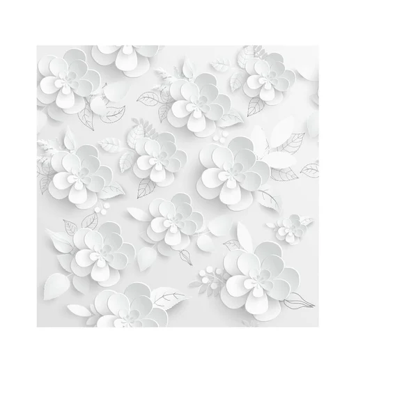 Flor Papel Rosas Brancas Cortadas Papel Decorações Casamento Buquê Nupcial —  Vetores de Stock