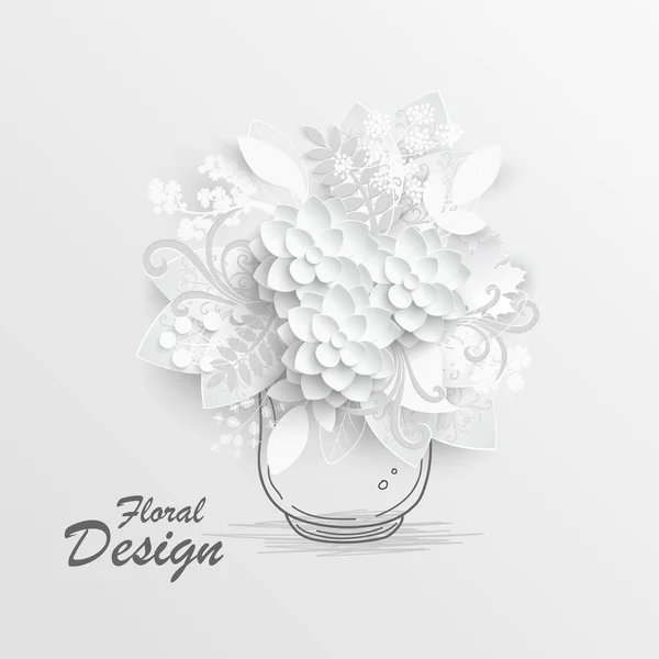 Kağıt Çiçek Kağıttan Kesilmiş Beyaz Nilüfer Çiçeği Düğün Süslemeleri Dekoratif — Stok Vektör