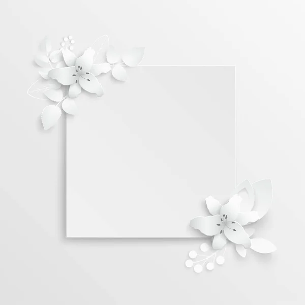Papieren Bloem Witte Lelies Uit Papier Gesneden Bruiloft Decoraties Decoratief — Stockvector