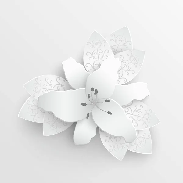 Flor Papel Lirios Blancos Cortados Papel Decoraciones Boda Ramo Novia — Archivo Imágenes Vectoriales