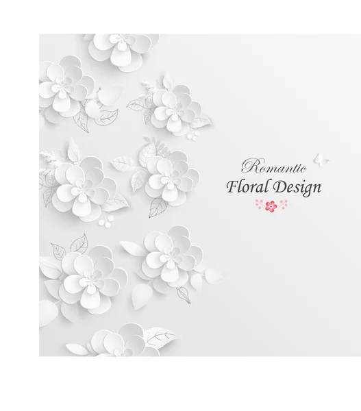 Flor Papel Rosas Brancas Cortadas Papel Decorações Casamento Buquê Nupcial —  Vetores de Stock