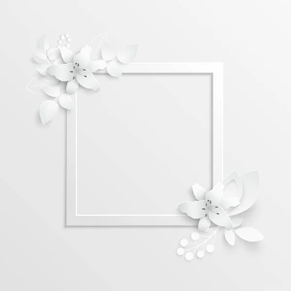紙の花 白いユリは紙から切り取られた 結婚式の飾り 装飾的なブライダル花束 孤立した花のデザイン要素 グリーティングカードのテンプレート ベクトルイラスト バックアップ — ストックベクタ