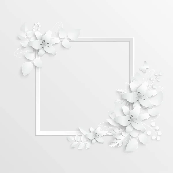 Une Fleur Papier Lys Blancs Coupés Dans Papier Décorations Mariage — Image vectorielle