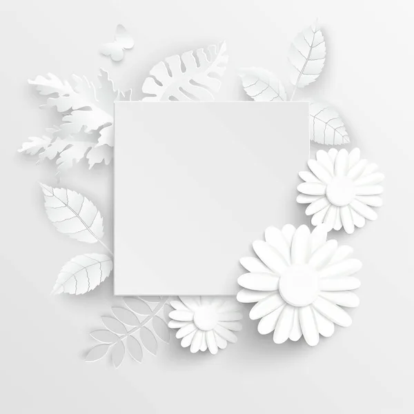 Une Fleur Papier Camomille Fleurs Blanches Coupées Dans Papier Décorations — Image vectorielle