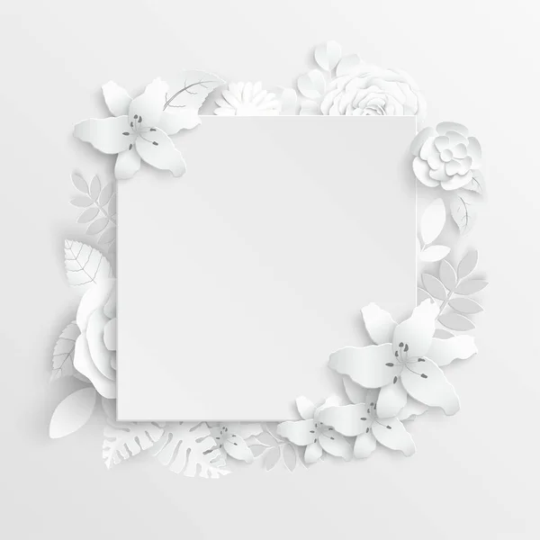 Paper Flower White Lilies Cut Paper Wedding Decorations Decorative Bridal — Stock Vector