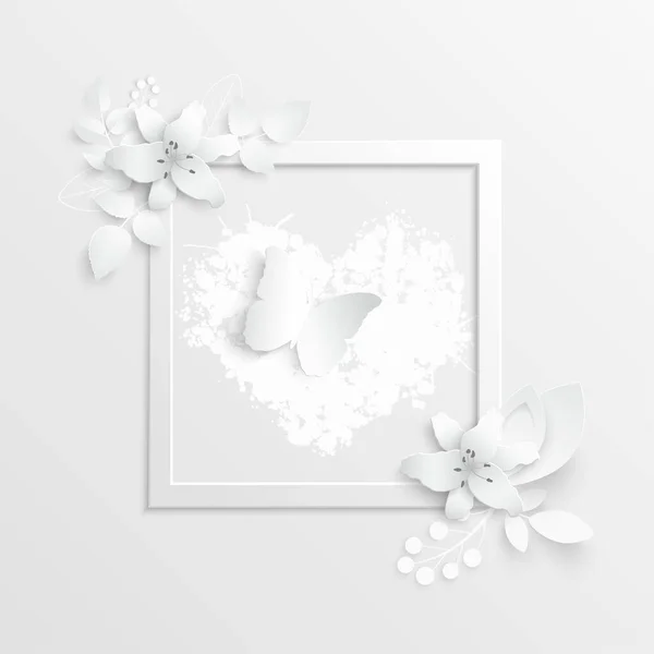 Une Fleur Papier Lys Blancs Coupés Dans Papier Décorations Mariage — Image vectorielle