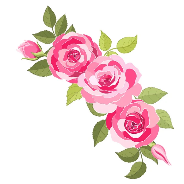 Vintage Λουλούδια Που Λευκό Φόντο Κομψή Κάρτα Τριαντάφυλλου Όμορφο Μπουκέτο — Διανυσματικό Αρχείο