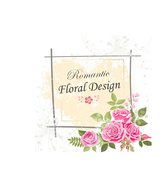 Die Elegante Karte Der Rose Doodle Quadratischer Rahmen Mit Schönem — Stockvektor