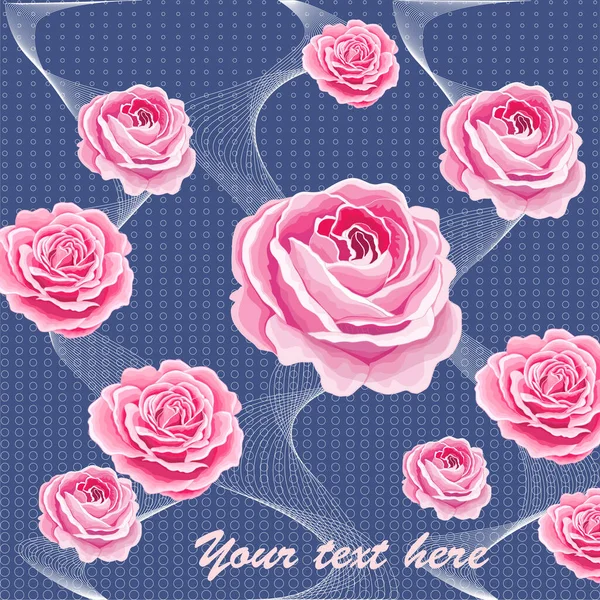 Flores Vintage Sobre Fondo Blanco Tarjeta Elegante Rosa Hermoso Ramo — Vector de stock