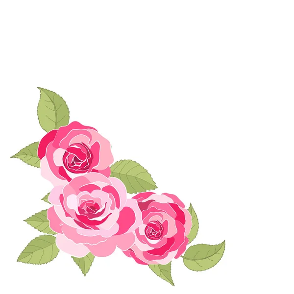 Flores Vintage Sobre Fondo Blanco Tarjeta Elegante Rosa Hermoso Ramo — Archivo Imágenes Vectoriales