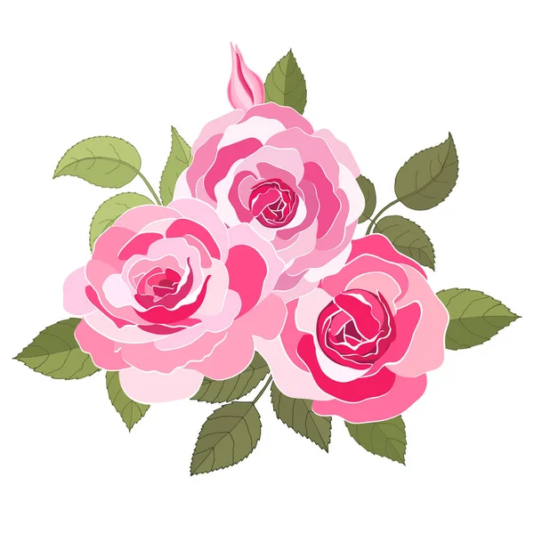 Vintage Λουλούδια Που Λευκό Φόντο Κομψή Κάρτα Τριαντάφυλλου Όμορφο Μπουκέτο — Διανυσματικό Αρχείο