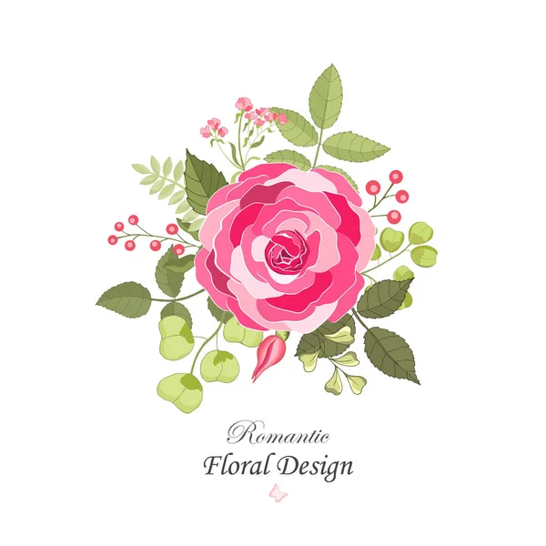 Fiori Vintage Impostato Sfondo Bianco Rosa Elegante Card Bellissimo Bouquet — Vettoriale Stock
