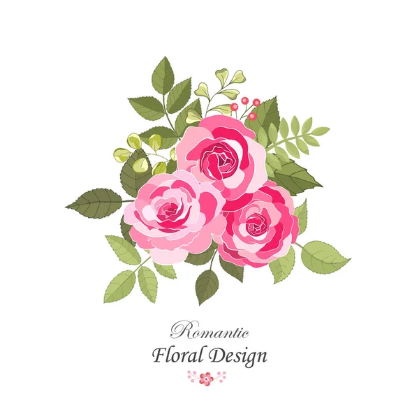 Vintage Flowers Set White Background Rose Elegant Card Beautiful Bouquet — Stock Vector