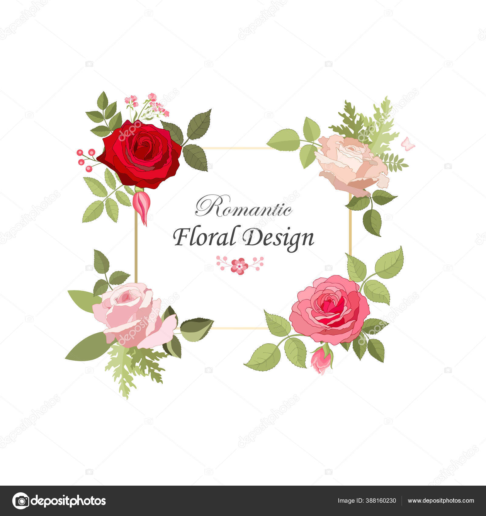 Vector flowers frame. Beautiful wreath. Elegant floral collection