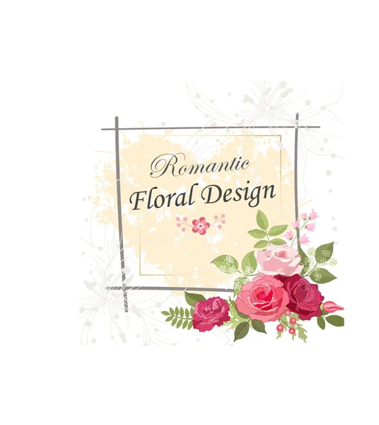 Det Rosa Eleganta Kortet Det Klotter Fyrkantig Ram Med Vacker — Stock vektor