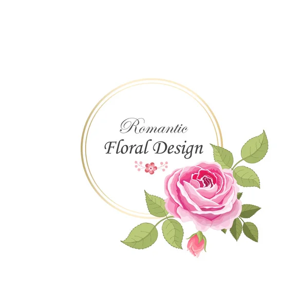 Rosa Cartão Elegante Doodle Quadro Redondo Com Belo Buquê Flores —  Vetores de Stock