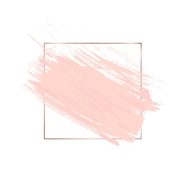 Nazik ten renginde fırça darbeleri ve gül sarısı kare çerçeve. Kıvrılmış ve kıvrılmış çizgiler ve fırça darbeleri dokusu. Soyut arkaplan. Vektör illüstrasyonu. 