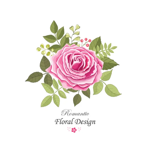 Fleurs Vintage Sur Fond Blanc Rose Élégante Carte Beau Bouquet — Image vectorielle