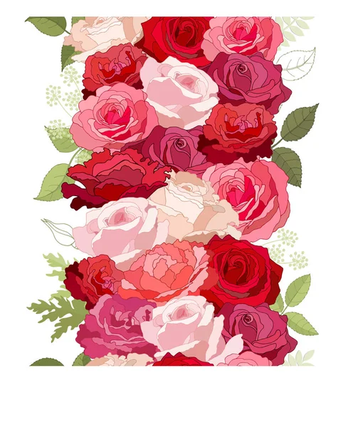 Padrão Sem Costura Com Rosas Rosa Fundo Flor Textura Infinita — Vetor de Stock
